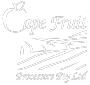 Logo with an outline of an apple at the top left, the words "Cape Fresh" in cursive script, and “Exotic Exporters (Ltd)” at the bottom, with a stylised map and fruit in the centre. - TrenStar