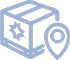 Light blue icon of a parcel with a location pin in front. The parcel has a gear symbol on its side, suggesting delivery tracking or logistics services. - TrenStar